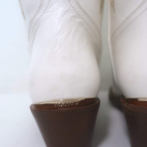 Partlow Abigail 55 Metallic-Embroidered Cowboy Boots White Leather Size 39 - Picture 14 of 16